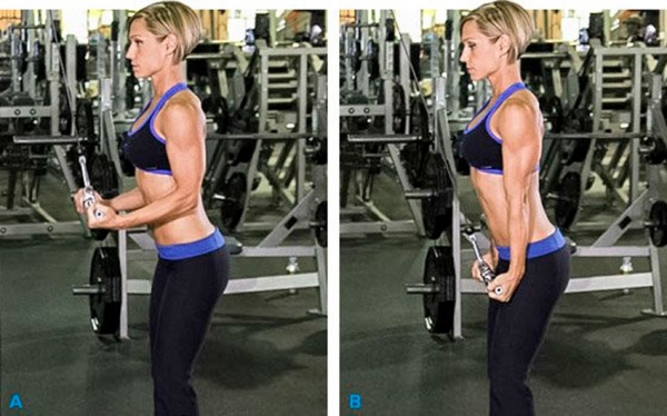 Разгибание рук с верхнего блока хватом снизу