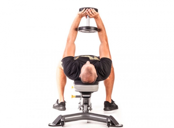 Французский жим лежа с гантелями Французский жим лежа с гантелями