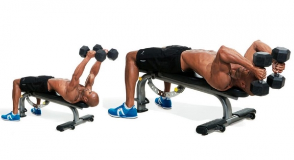 Французский жим лежа с гантелями Французский жим лежа с гантелями